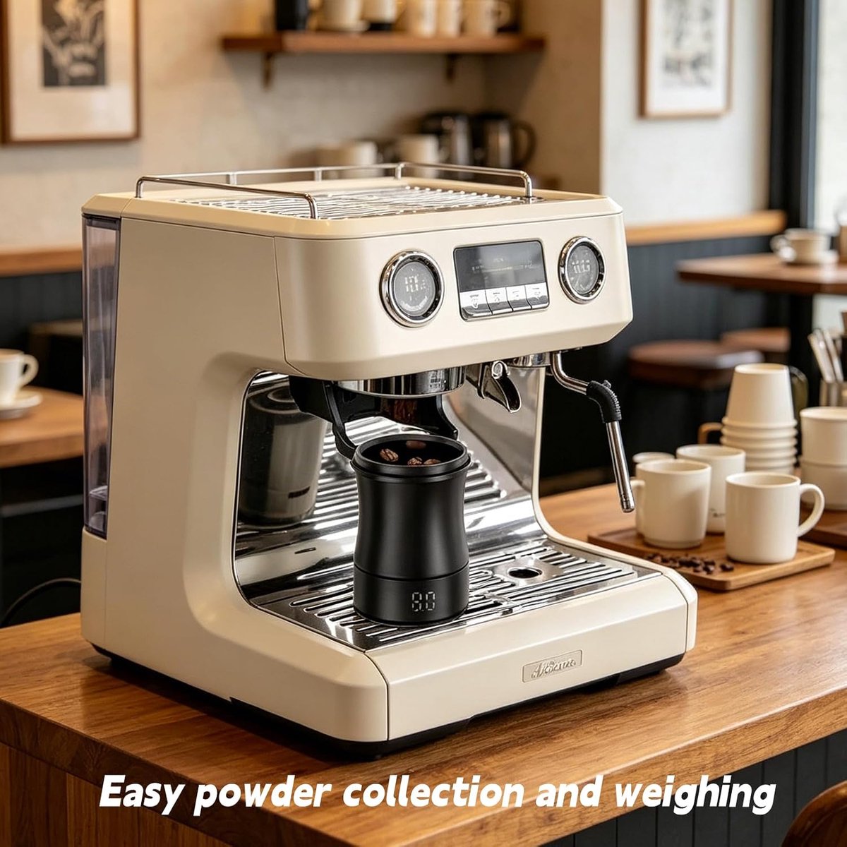 Koffieweegschaal met timer - magnetische - met beker- draagbare espressoweegschaal - nauwkeurige koffieweegschaal - voor koffiebereiding - meetbereik ligt tussen 0,2 en 100 gram - zwart