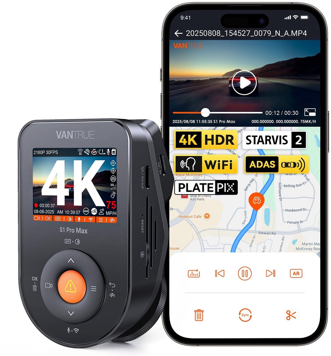 SolidKeus - 4K Dashcam met Nachtzicht en Geavanceerde Functies