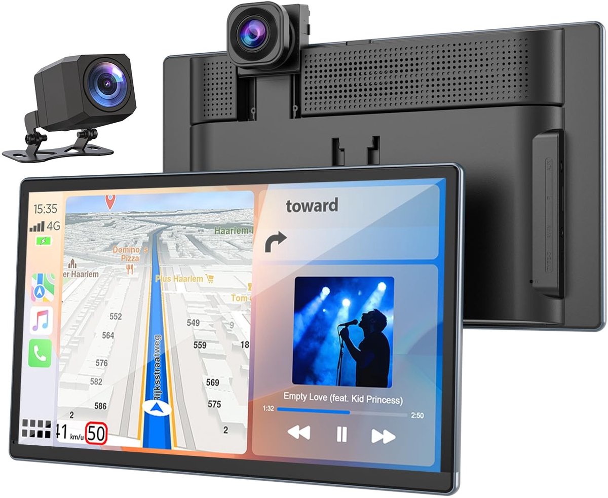 SolidKeus - Draadloze CarPlay Dashcam met 4K+1080P Recorder