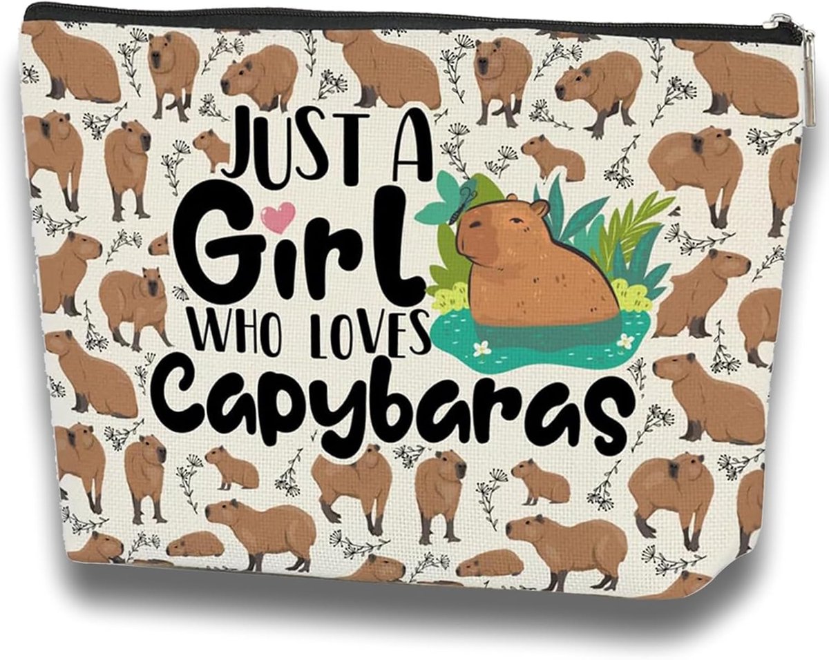 Capybara Make-Uptasje - Make-Uptasje Voor Meisjes - Make-Uptasje Met Ritssluiting - Cadeau Voor Vriendin Capybara - Draagbaar Schattig Toilettasje Voor Dames - Reismake-Uptasje Voor Vrouwen