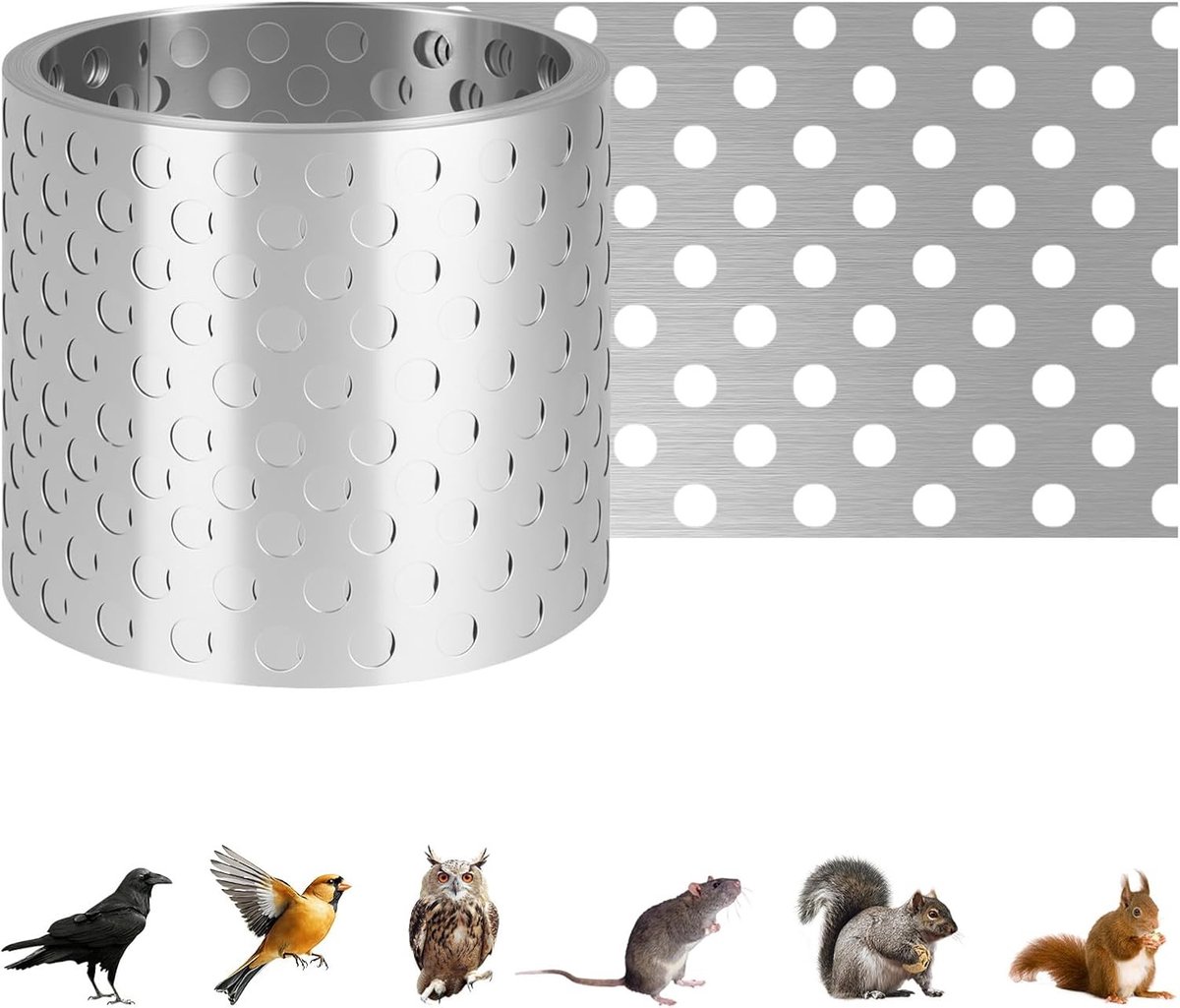 Perforatiedakgoot van aluminium, 7 m x 78 mm, ventilatierooster voor bescherming tegen insecten en bladeren