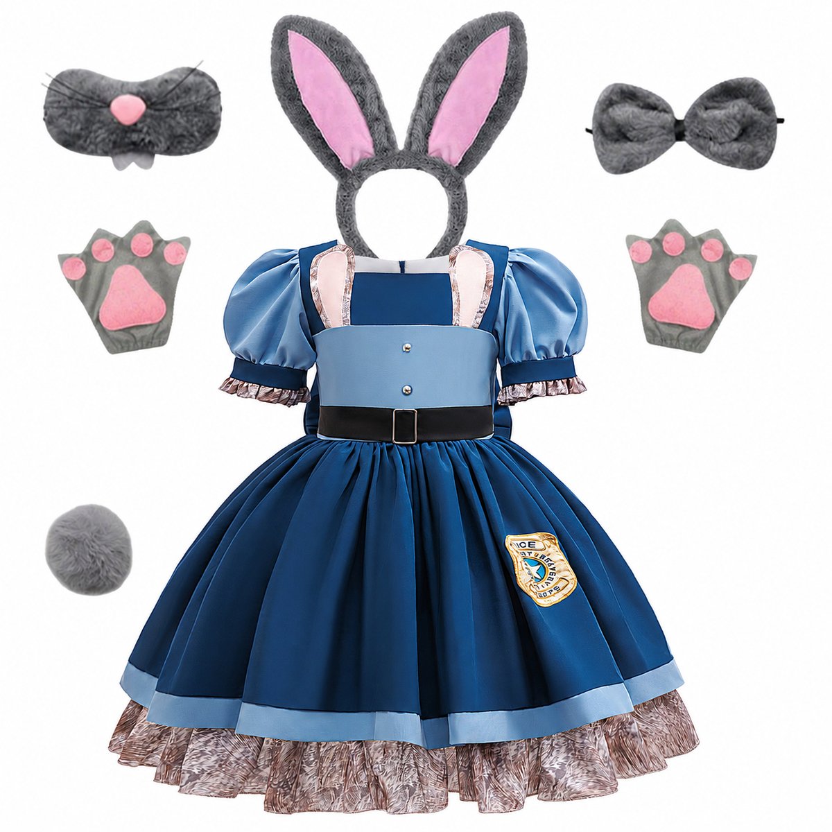 Kinderjurk - Rollenspelkostuum - Lolita Prinsessenjurk - Maat 120 cm - Geschikt als optreden- en verkleedkleding voor kinderen van 3–8 jaar - Blauw