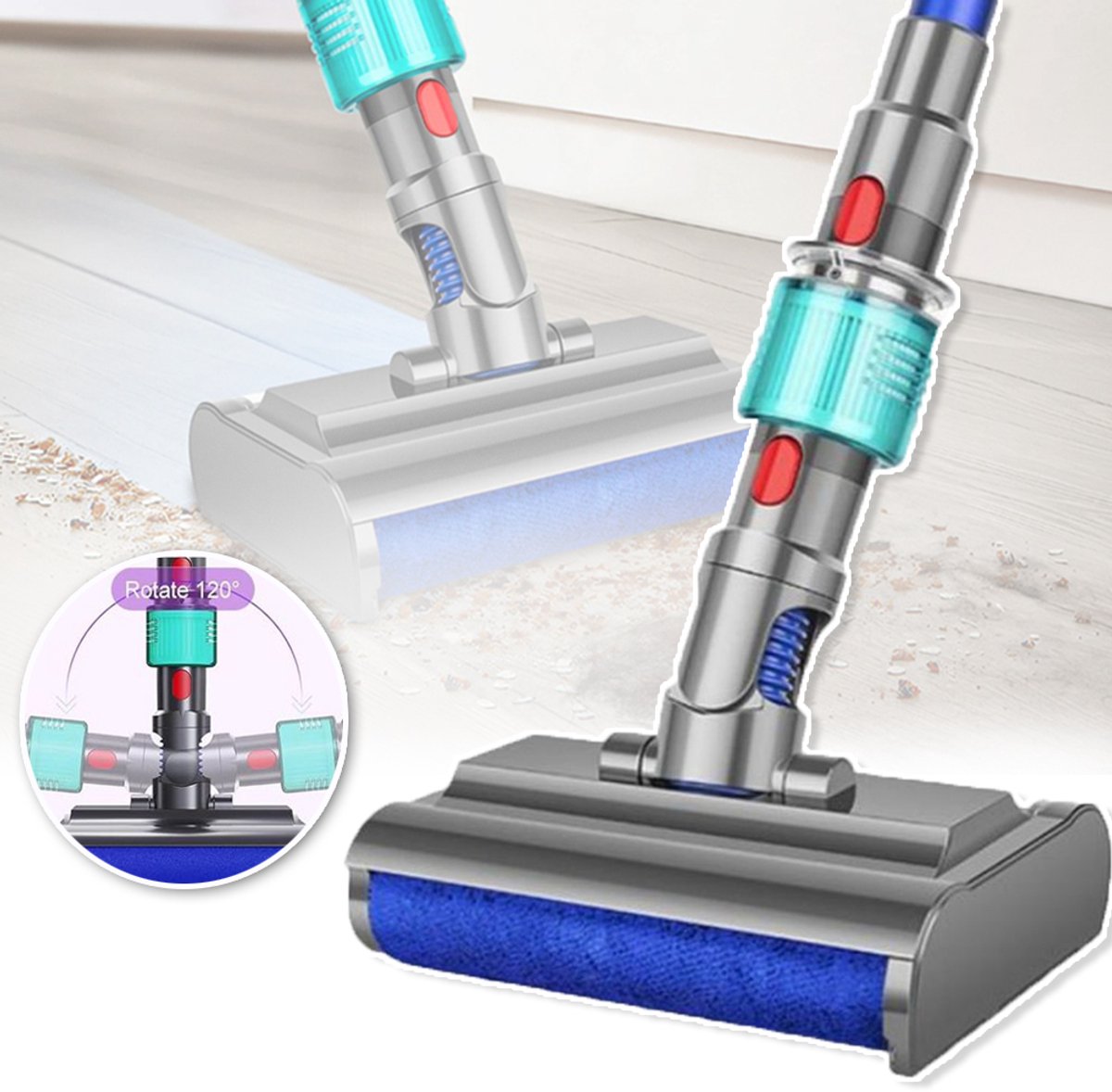 Stofzuigerborstel Met Groene LED-Verlichting - Geschikt Voor Dyson V7 V8 V10 V11 V15 - Anti-Klit Nylon Borstelharen Gemakkelijk Schoon Te Maken En Wasbaar - Ideaal Voor Dierenharen En Stof Op Harde Vloeren