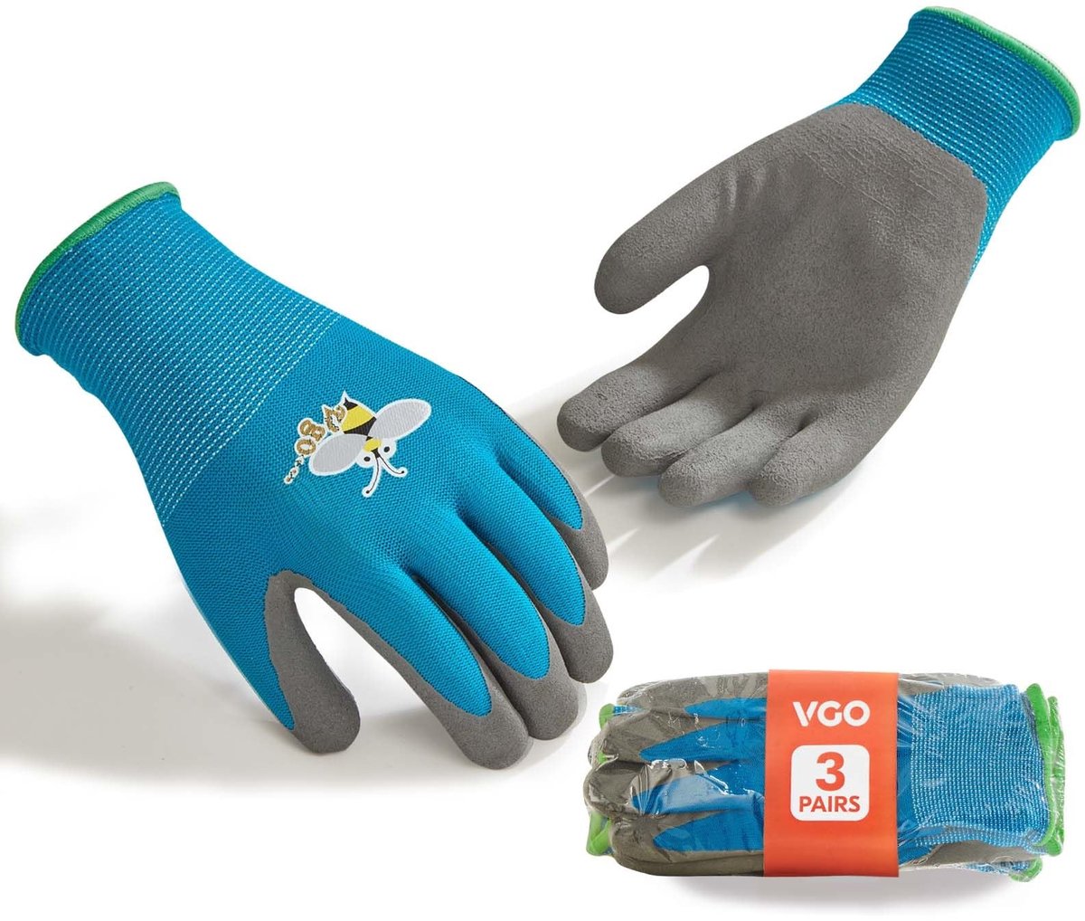 SolidKeus - Set van 3 Kindertuinhandschoenen met Natuurlijke Latex Grip voor Leeftijd 3-9