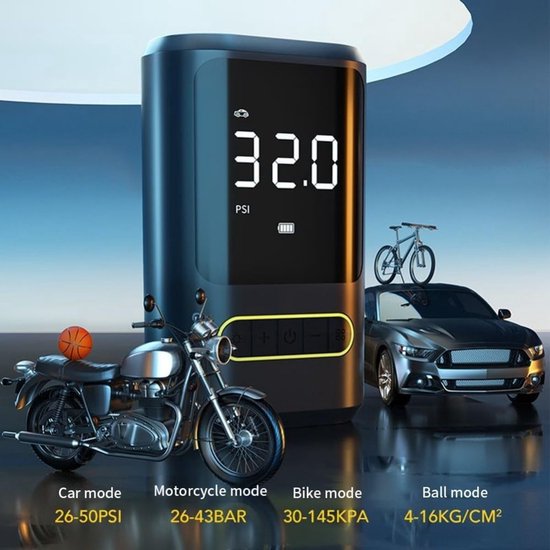 Draagbare Elektrische Luchtpomp Digitaal Display Dubbele Voeding Oplaadbare Compressor, Powerbank Functie + Sigarettenaansluiting, Auto Fiets Bal — afbeelding 3