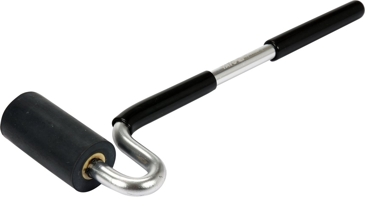 Lichtgewicht Aluminium Aandrukrol met J-Handgreep - 75 mm - Rubberen Drukrol voor Verlijmen, Lamineren & Fineer - Streepvrije Hardrubberen Wals - Met Soft Antislip Grip (320 mm)