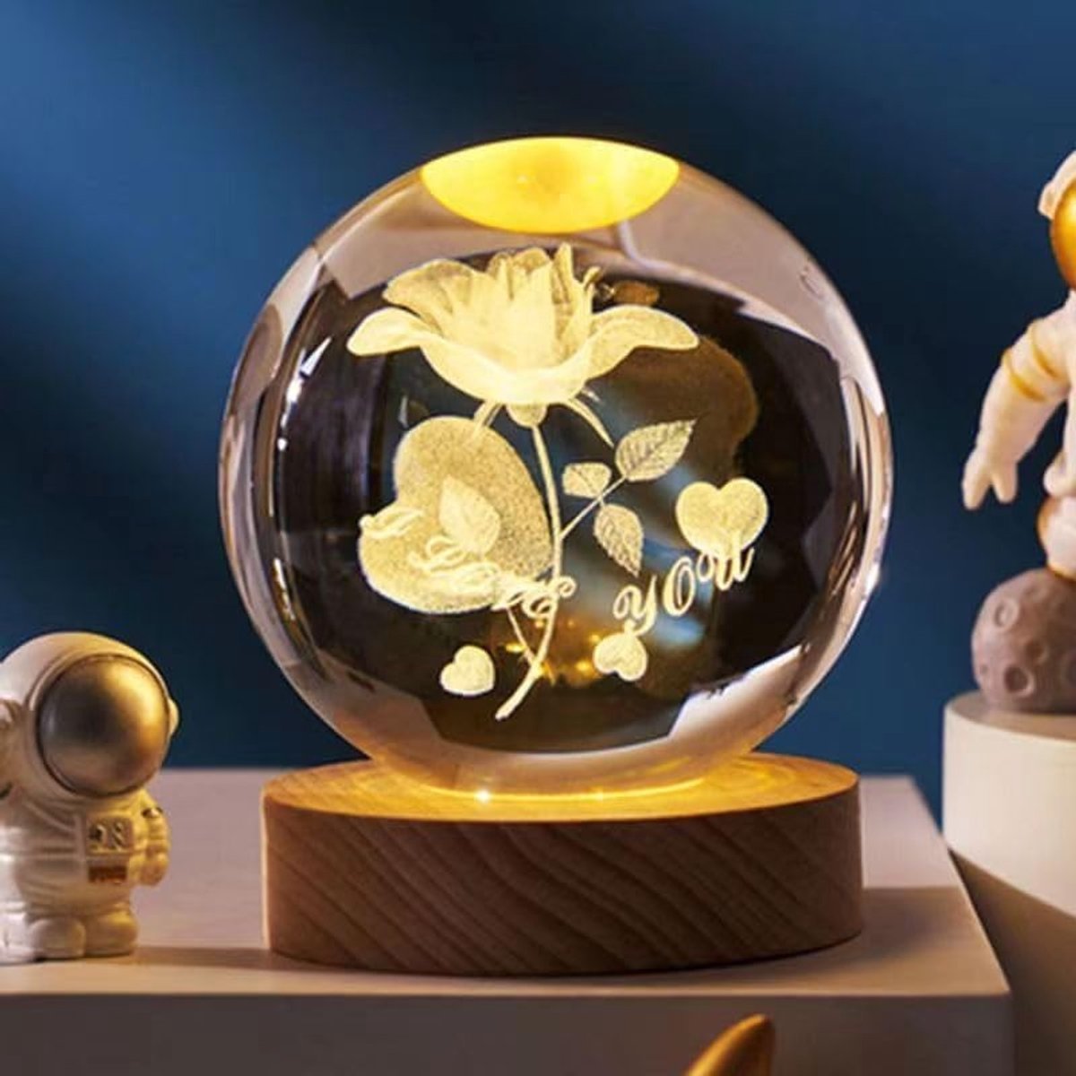 SolidKeus - Kristallen Globe Nachtlamp met Projectie