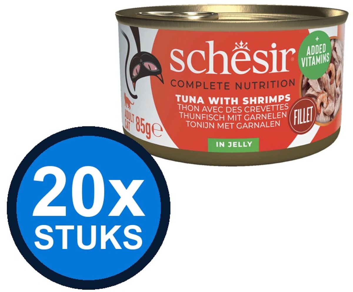 Schesir Schesir Complete&Balanced kat blik gelei tonijn&garnalen Multipack 6x50gr