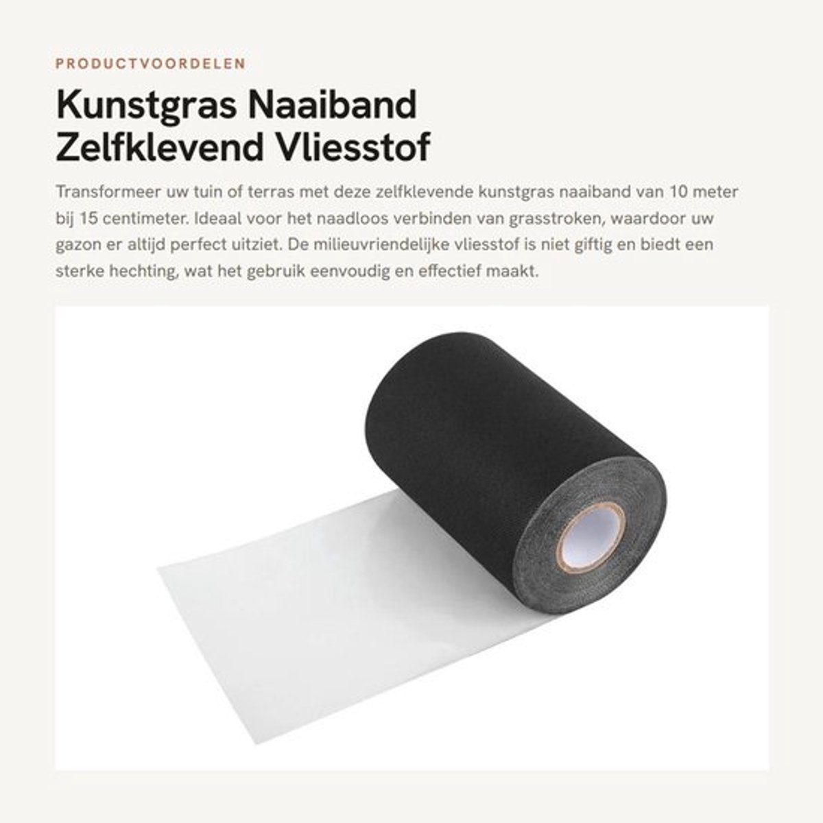 Naaiband Zelfklevend 10m x 15cm - Vliesstof - Sterke Hechting - Antislip - Milieuvriendelijk - Eenvoudig in Gebruik - Tape