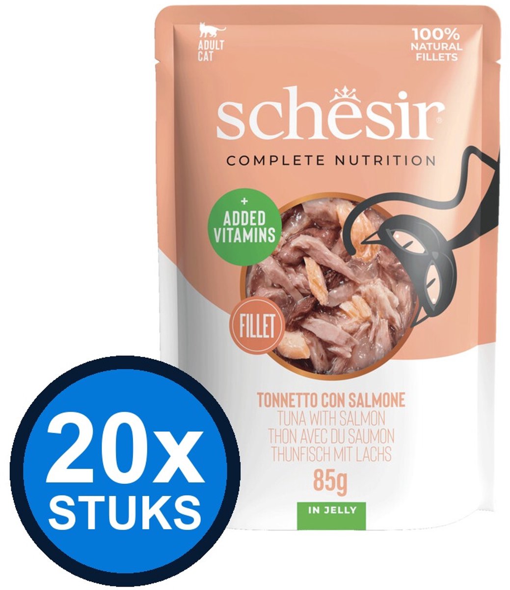 Schesir Schesir Complete&Balanced kat pouch gelei tonijn&zalm 85gr