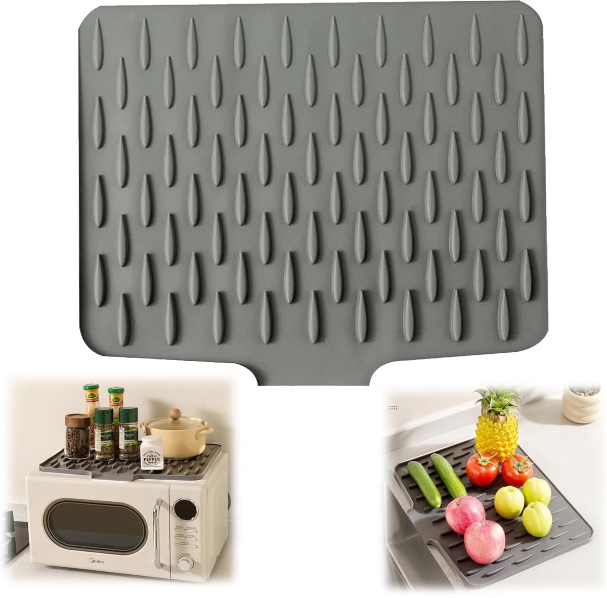 Merkloze Siliconen Afdruipmat Keuken - 40x32.5cm Grijs