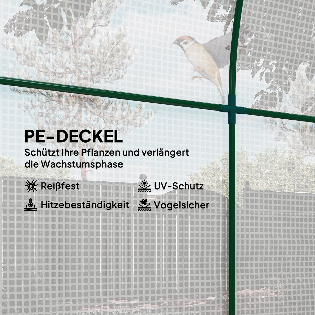 Kas-draagbare plantenkas met stalen frame en kunststof hoes-wit – foto 6