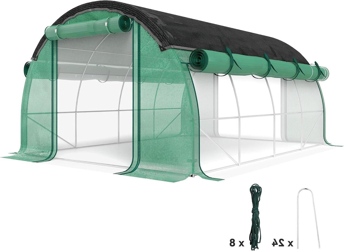 Foliemodel Kas - Kweekkas Tunnel - Planten Kweken - UV Beschermend Net - 4x3x2m - Groen