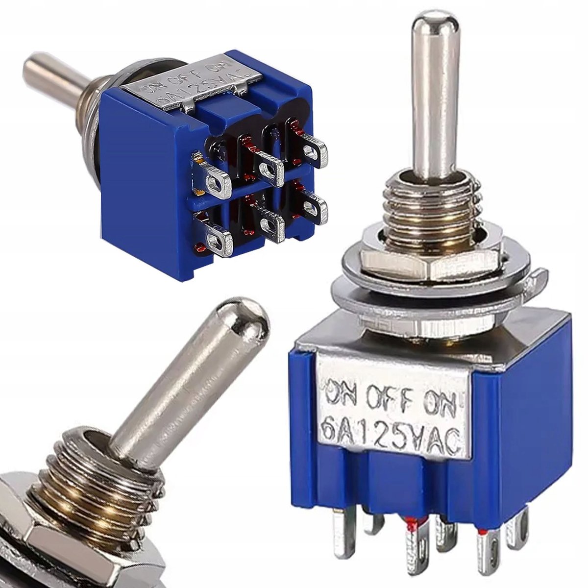 Rosfix Hendel Schakelaar MTS-203 - On-Off-On - 3A/250V 6A/125V - 6 Polen 3 Posities 20mΩ 10.000