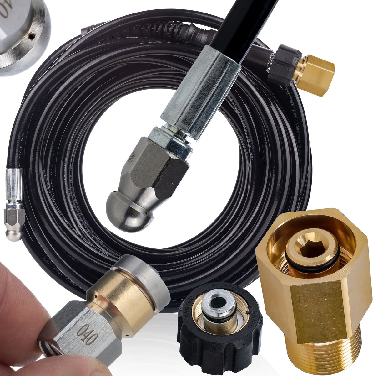 Rosfix Hogedrukslang Vervanging Set 20 m EasyLock - Spuitmond 3+1 en Draaispuitmond - Geschikt voor Kärcher
