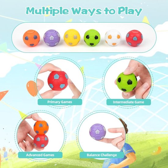 36 Stuks Voetbal Fingertip Speelgoed, 3.5cm Spinner Speelgoed | Stressballen, Fidget Spinner en Sensorisch Speelgoed voor Feestjes, Klasses en Volwassenen — afbeelding 3