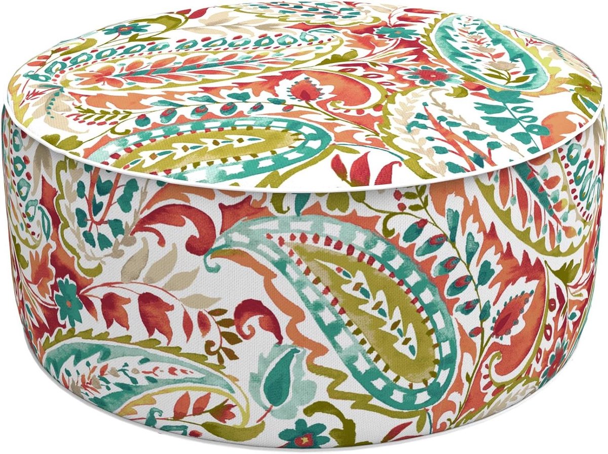 Opblaasbare poef - Voetensteun kruk - Buiten ontspannen - Vervaagt niet in zon - 53 x 23 cm - Paisley
