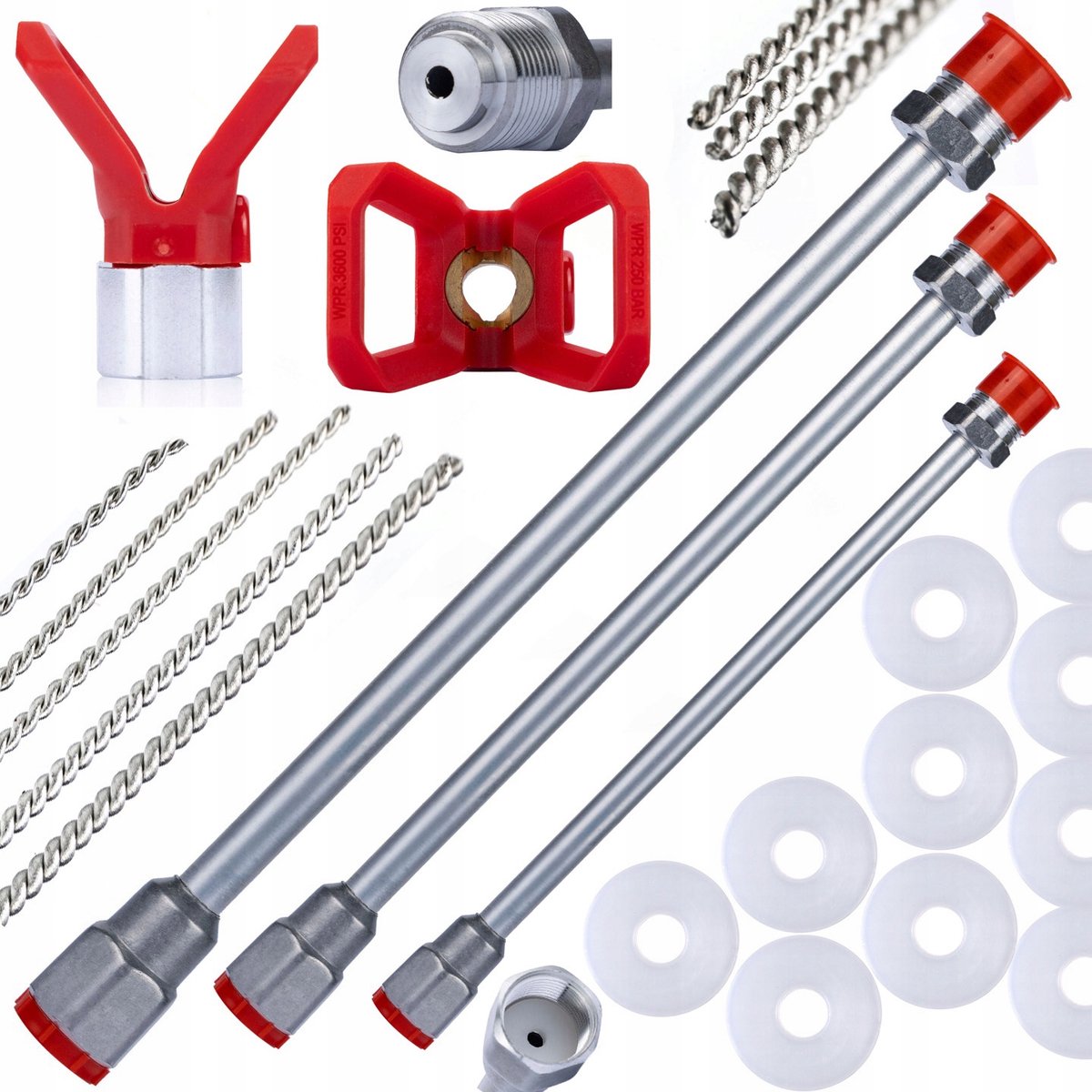 Rosfix Spuitlans Set - 30/50/100 cm, 7/8'' Gwint - 290 bar, 10 Afdichtingen, Spuitmondkap, 5
