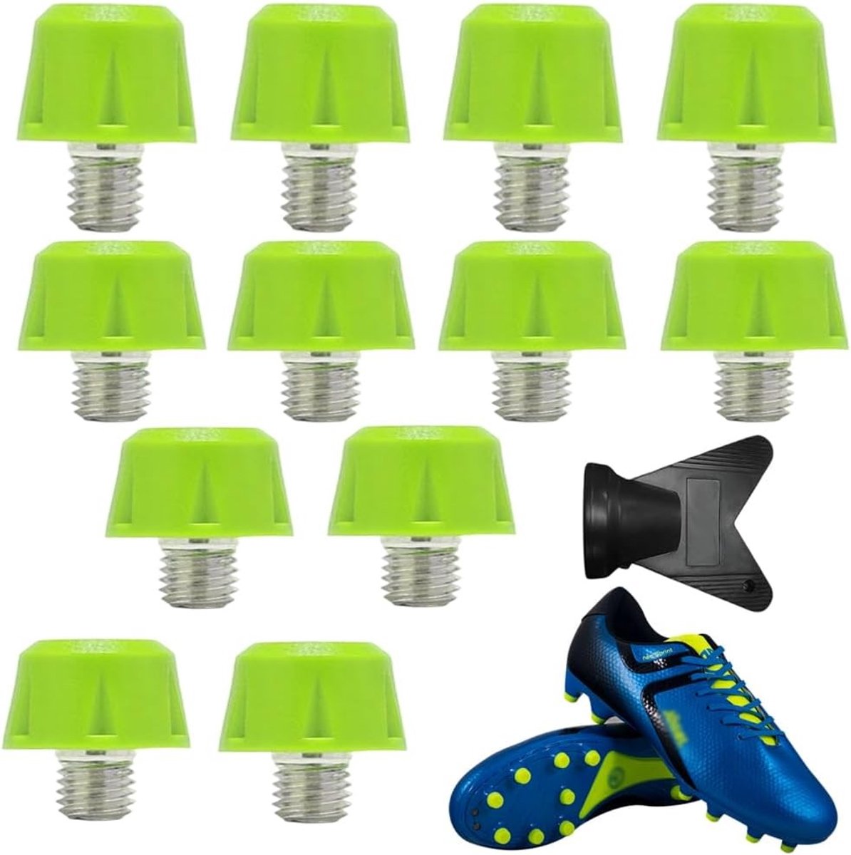 Universele Vervangcaps voor M5 Schroefbouten, Nylon en Metaal, Antislip en Stabiel, Geschikt voor Voetbalschoenen op Gras en Kunstgras, Verpakking van 12 Stuks