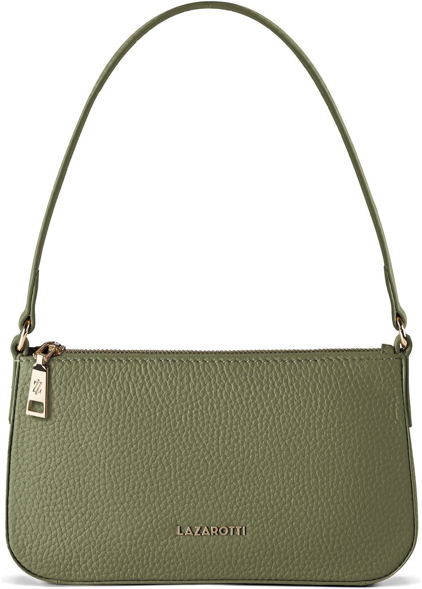 Lazarotti Bologna leeren pochette schoudertas 22 cm - Dames - olive