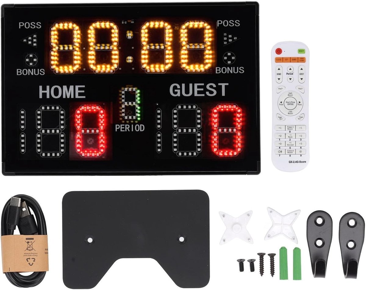 Draagbaar LED Scorebord met Afstandsbediening en 11 Cijfers voor Sporten zoals Basketbal, Volleybal en Tafeltennis