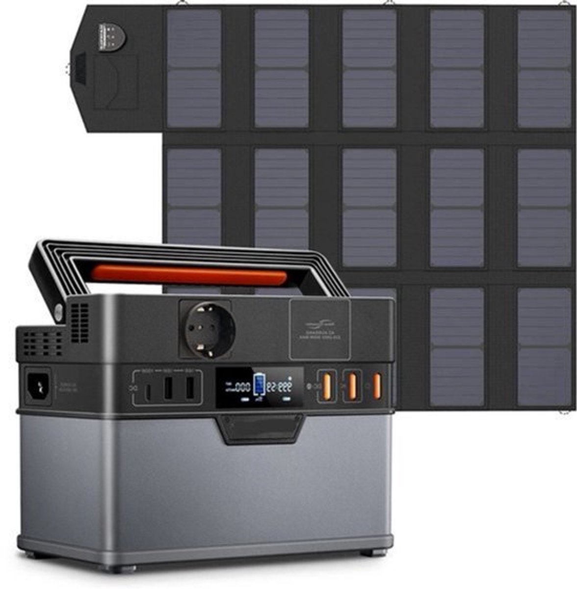 Powerstation - Generator - Aggregaat - Powerbank - Draagbare - 288Wh LiFePO4 - met 100W Opvouwbaar Zonnepaneel - voor Kamperen, Outdoor en Noodstroom