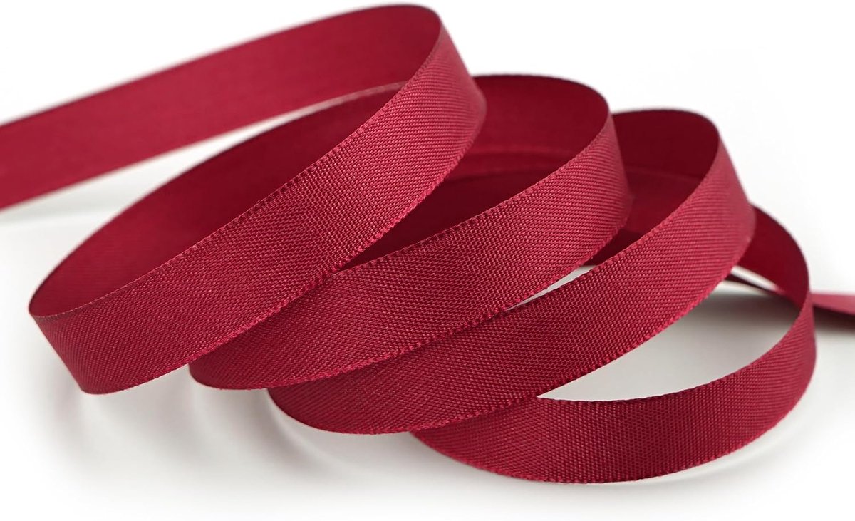 50 m x 15 mm stoffen band mat zonder draad bordeaux wijnrood 619 decoratief lint met geweven rand cadeaulint stoffen lint tafeldecoratie bruiloft Pasen lint Visco Taftlint TAFT