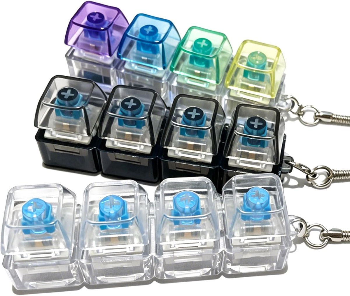 casalora—3-delige set antistress toetsenbord sleutelhangers – RGB-verlichting – Fidget speelgoed voor concentratie en ontspanning – Perfect cadeau tegen stress en angst