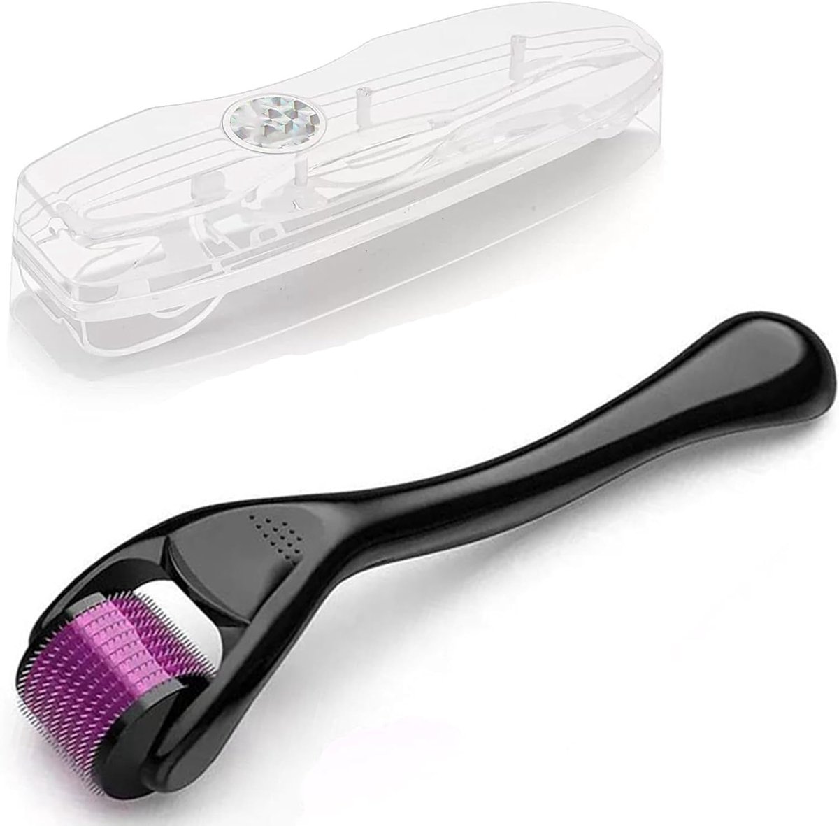 Roller 0,5 mm, 660 naalden, micronaald roller voor gezicht, huidverzorging, stimuleert haargroei, vermindert haaruitval, paars