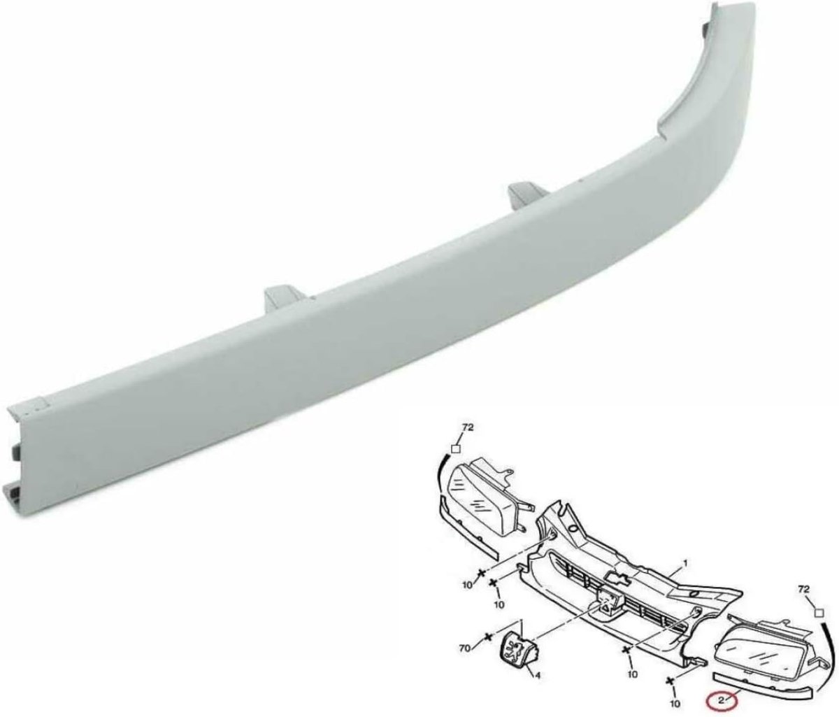 Links vuur sierlijst onder grille grille (bestuurderszijde) compatibel met Citroen Berlingo en Peugeot Partner 1996 tot 2008 OE 9618254677 781095