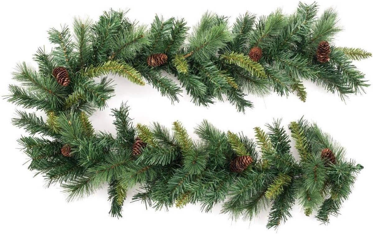Feeric Christmas Kunstmatige Kerstguirlande - Dennengroen - Met Dennenappels - 180 cm