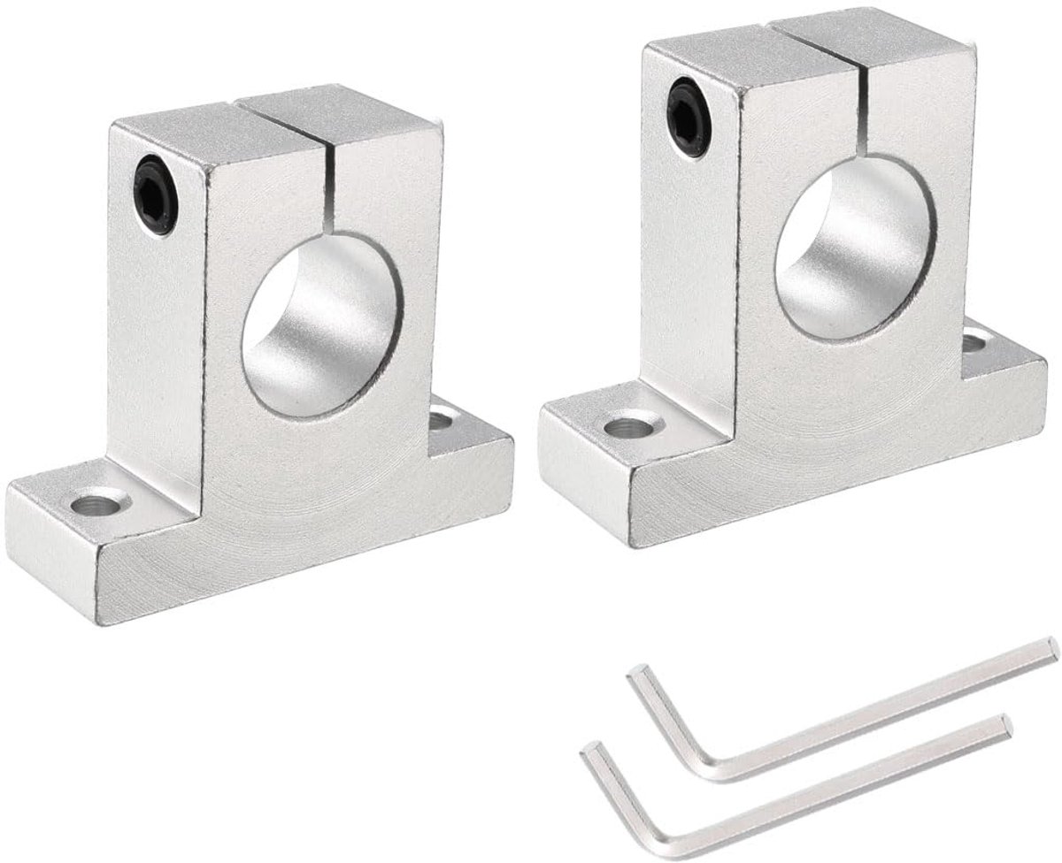 SK25 Set van 2 lineaire stangen van aluminium voor stang met een diameter van 25 mm, houder voor lineaire geleidingen voor CNC-machines, 3D-printers, automatiseringsapparatuur, zilverkleurig