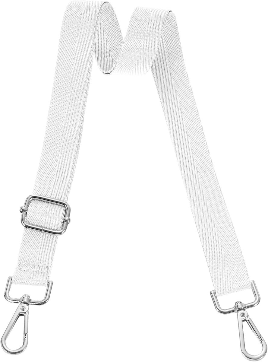 Brede schouderriem 2,5 cm verstelbare handtas riem vervanging schoudertas riem voor schoudertas handtas wit zilver trekveer gesp
