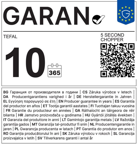Tefal 5 Second Chopper, 10 seconden, 365 dagen garantie