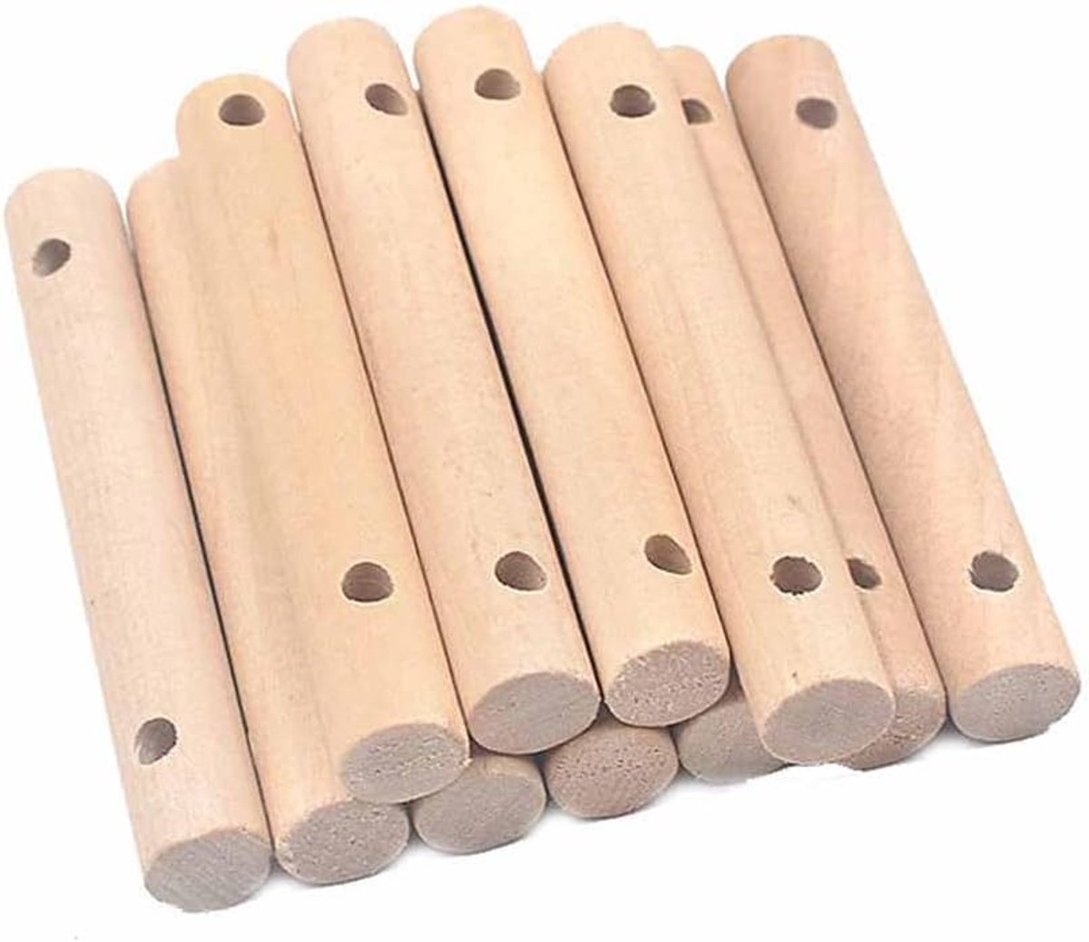 Houten stokjes met 2 gaten, houten stokken om te knutselen, rond hout, houten stang, knutselstokken voor kinderen, doe-het-zelf handwerk, wooncultuur, modelprojecten