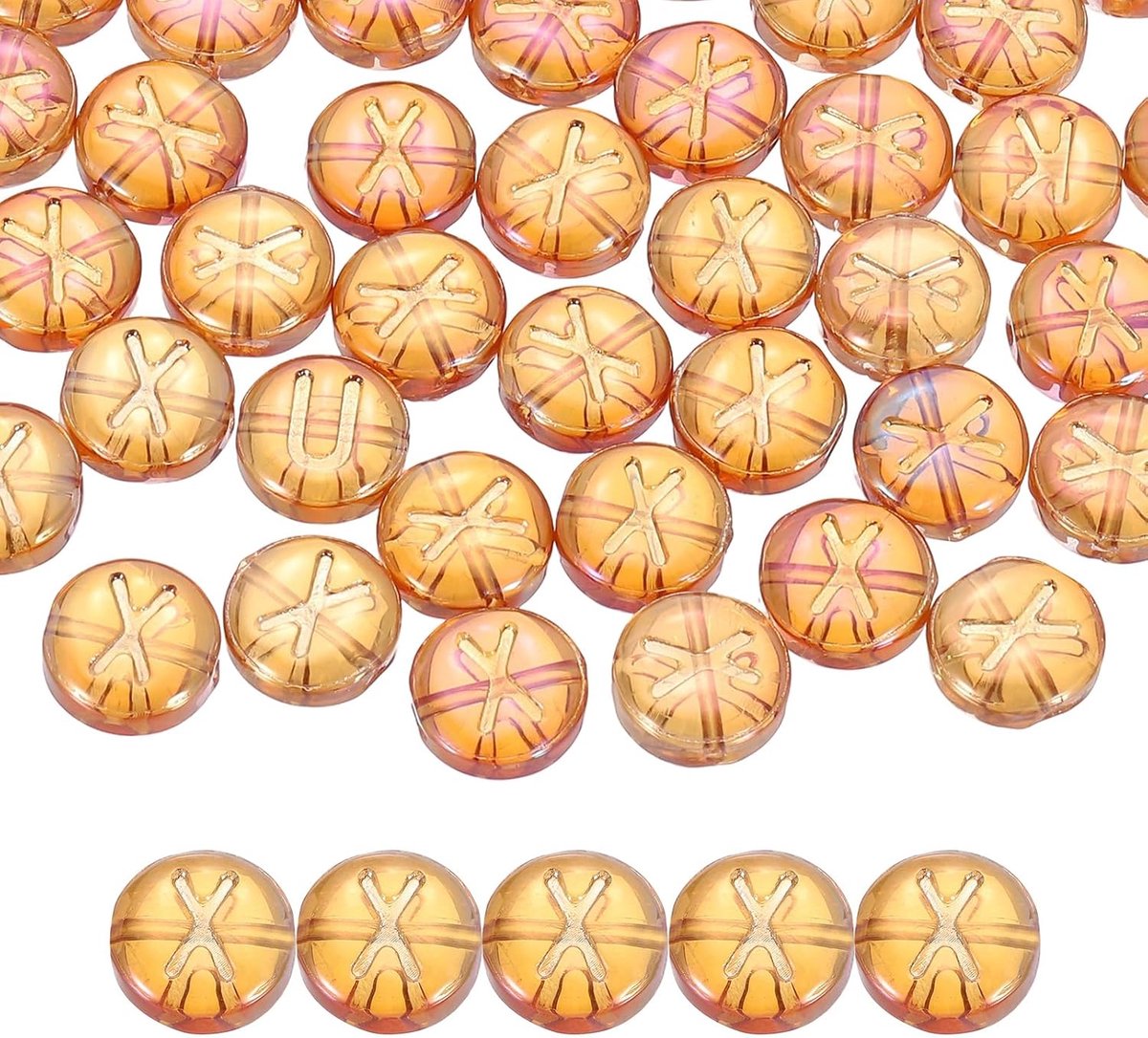 Kralen, 10 mm platte ronde alfabetletterkralen, initiaalletterkralen, voor doe-het-zelf armbanden, halskettingen, oorbellen, sieraden, rood oranje