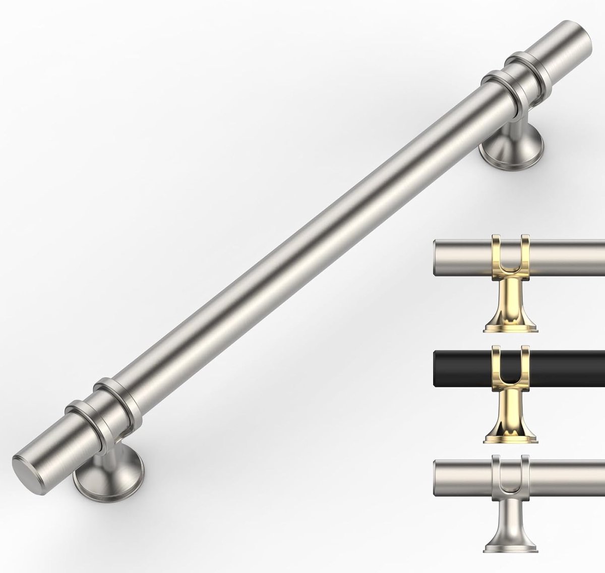 9BUILD 10 stuks kastgrepen, geborsteld nikkel, gatafstand 160 mm, greep voor keukenkast, geribbelde meubelgreep, keukengreep, meubelgreep, keukenkast, kast, deurgreep EU0044