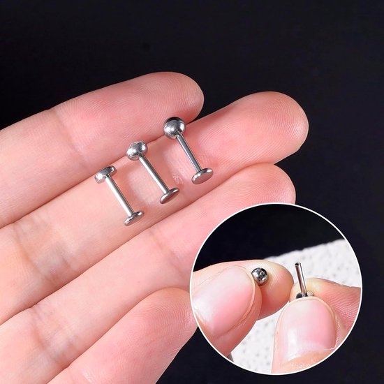 G23 titanium labret lippiercing steker 8MM 16G Medusa Monroe CZ opaal barbell tragus helix lip piercing, Opaal Zirkonia — afbeelding 3