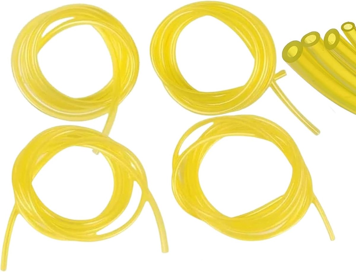 4 Stuks Benzine Brandstofleiding Slangbuis, 1m Gele Transparante Slang Olieslang (2 x 3.5mm, 2.5 x 5mm, 3 x 5mm, 3 x 6mm), voor Bosmaaier, Trimmer, Grasmaaier, Olieslang