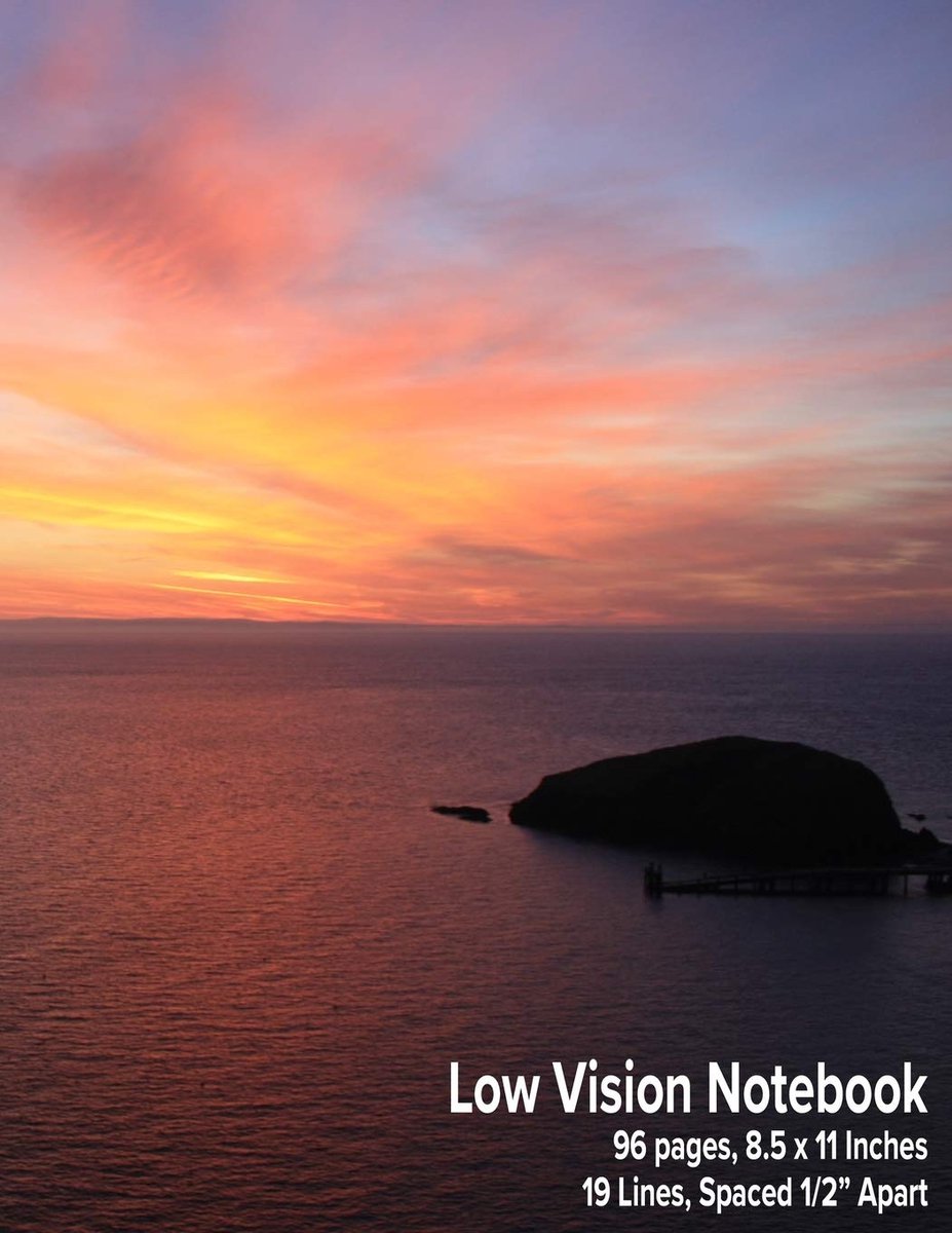 Vision Notebook: Bold Lined Paper - 1/2" Line Spacing - Sea Sunset Cover