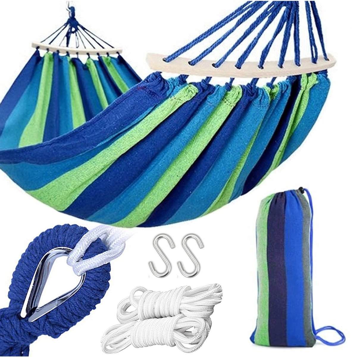 Dubbele Hangmat 260cm met Spreidstok & Draagtas | 250 kg