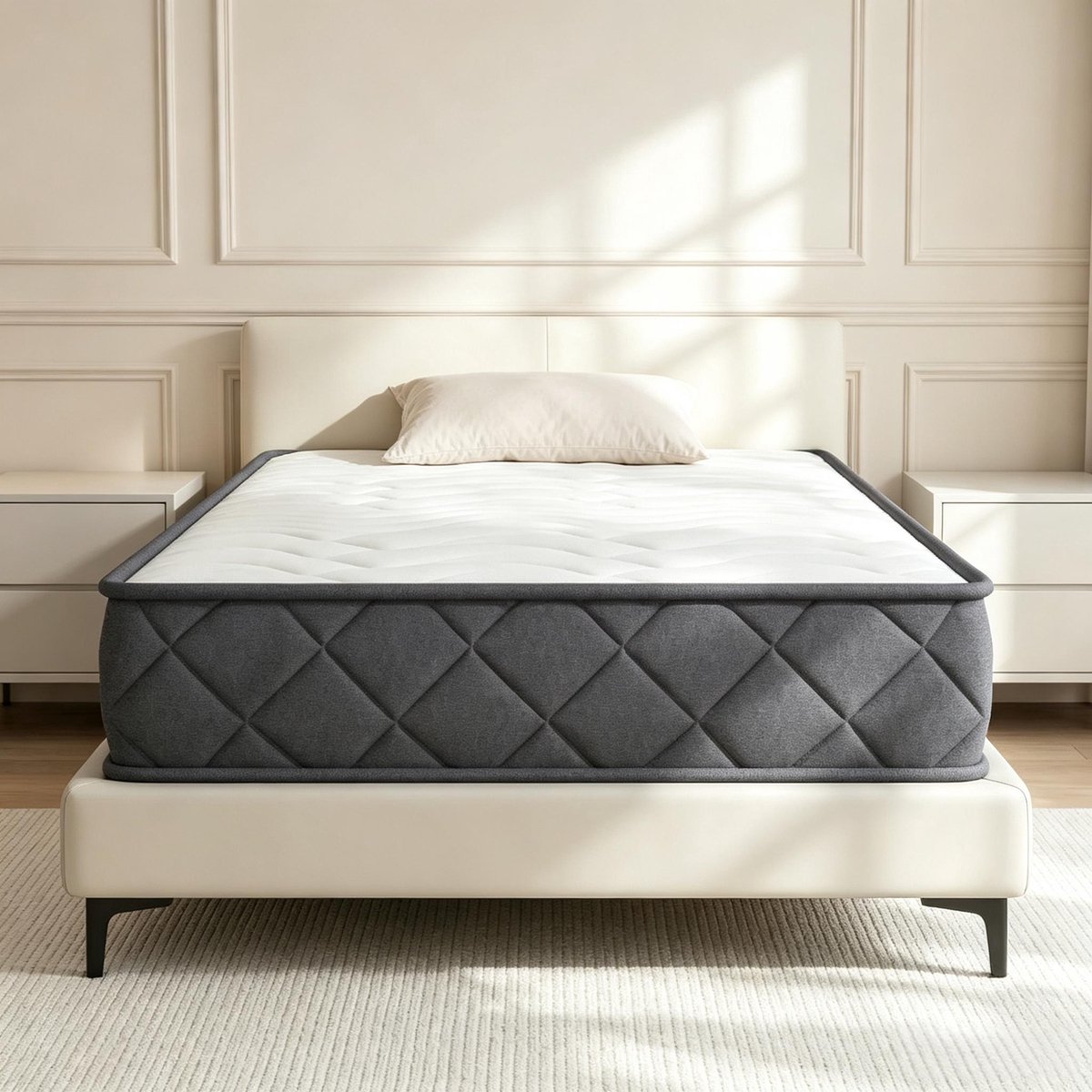COVREO Matras 90x190 cm, wit grijs, traagschuim, 20 cm, eenpersoons