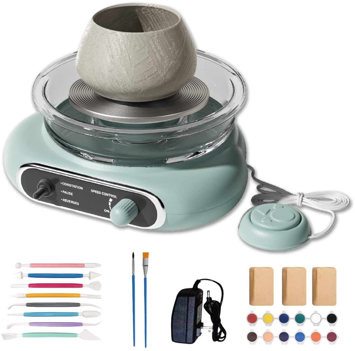 Elzusha - Mini Elektrische Pottenbakkersschijf 12 cm - Instelbare Snelheid met Voetpedaal