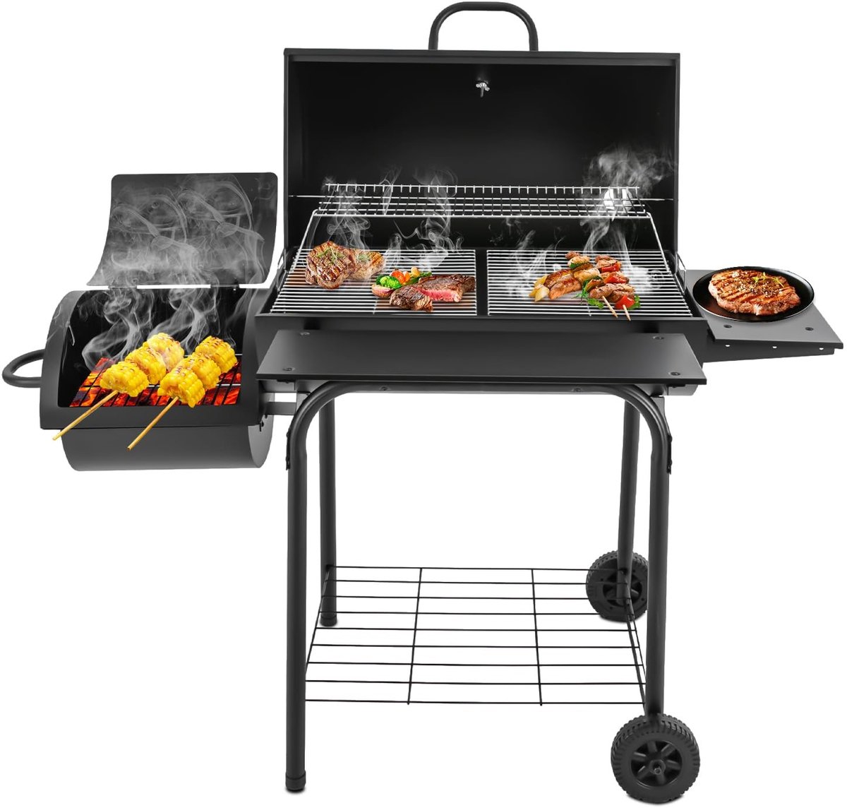 Elzusha - Houtskoolbarbecue met Deksel en Thermometer voor Buiten