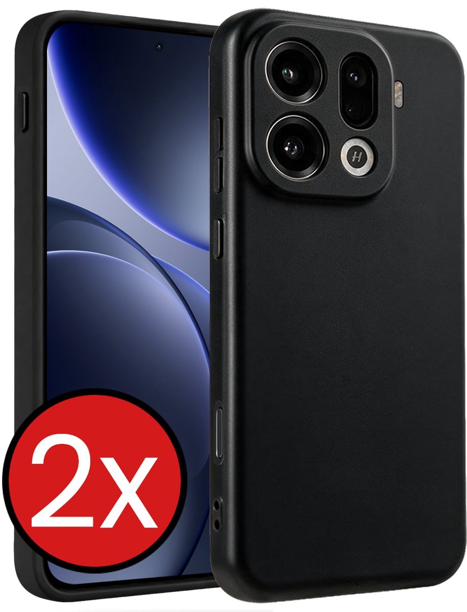 Hoesje - 2 Stuks - Geschikt voor OPPO Find X9 Pro - Sterk & Shockproof - Telefoonhoes - Back Cover - Case Siliconen - Telefoon Hoes - Zwart