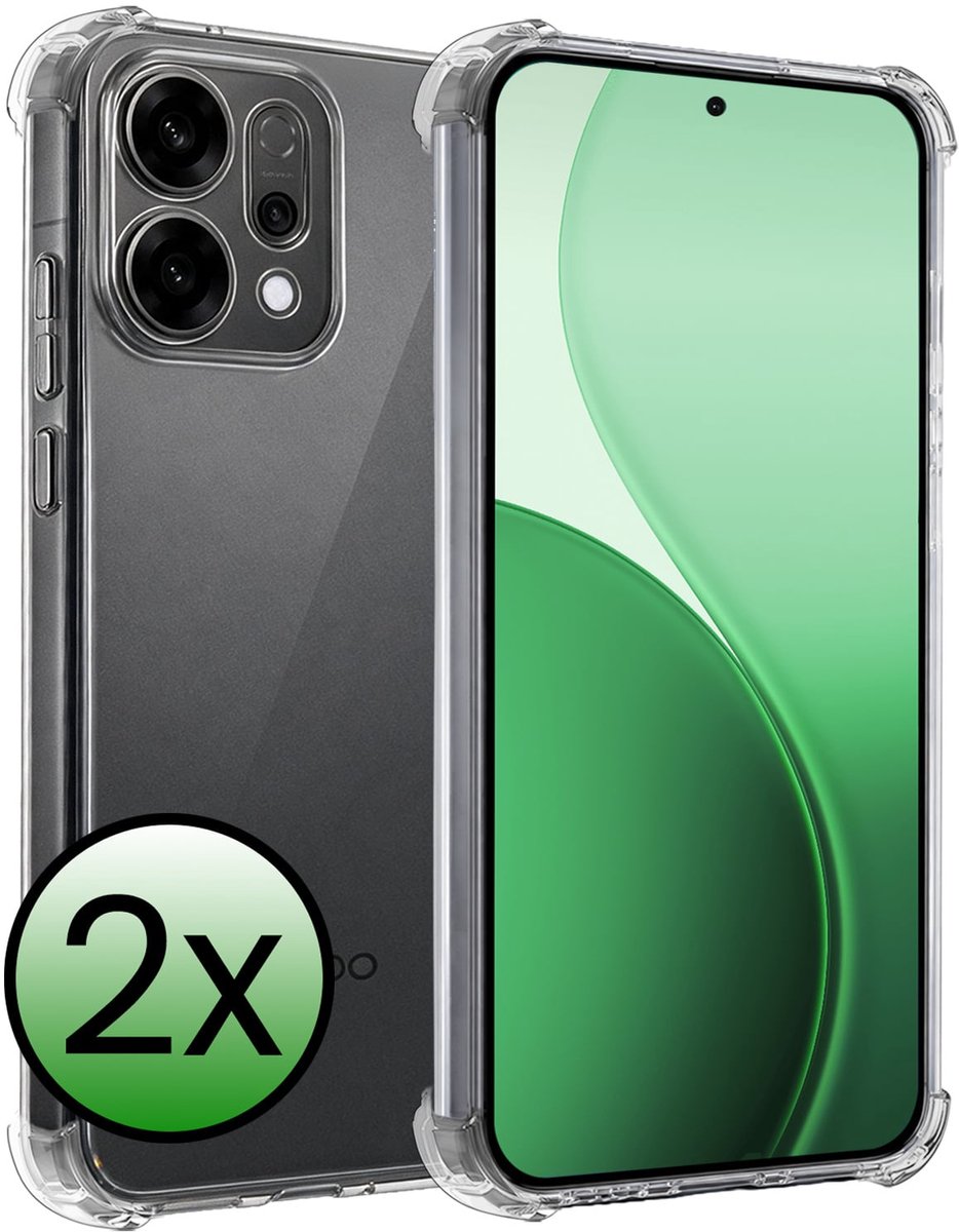 Hoesje 2 Stuks - Geschikt voor Oppo Reno 14 - Sterk & Shockproof - Siliconen Case - Back Cover - Telefoon Hoes Shock Proof - Transparant