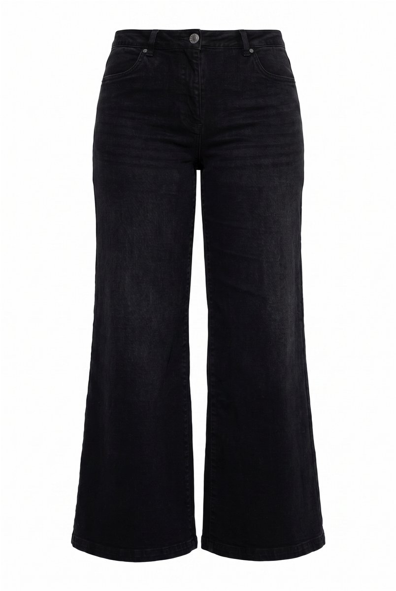 MIAMODA - Dames - Jeans extra wijde pijp 5-pocket - Zwart - Maat 42