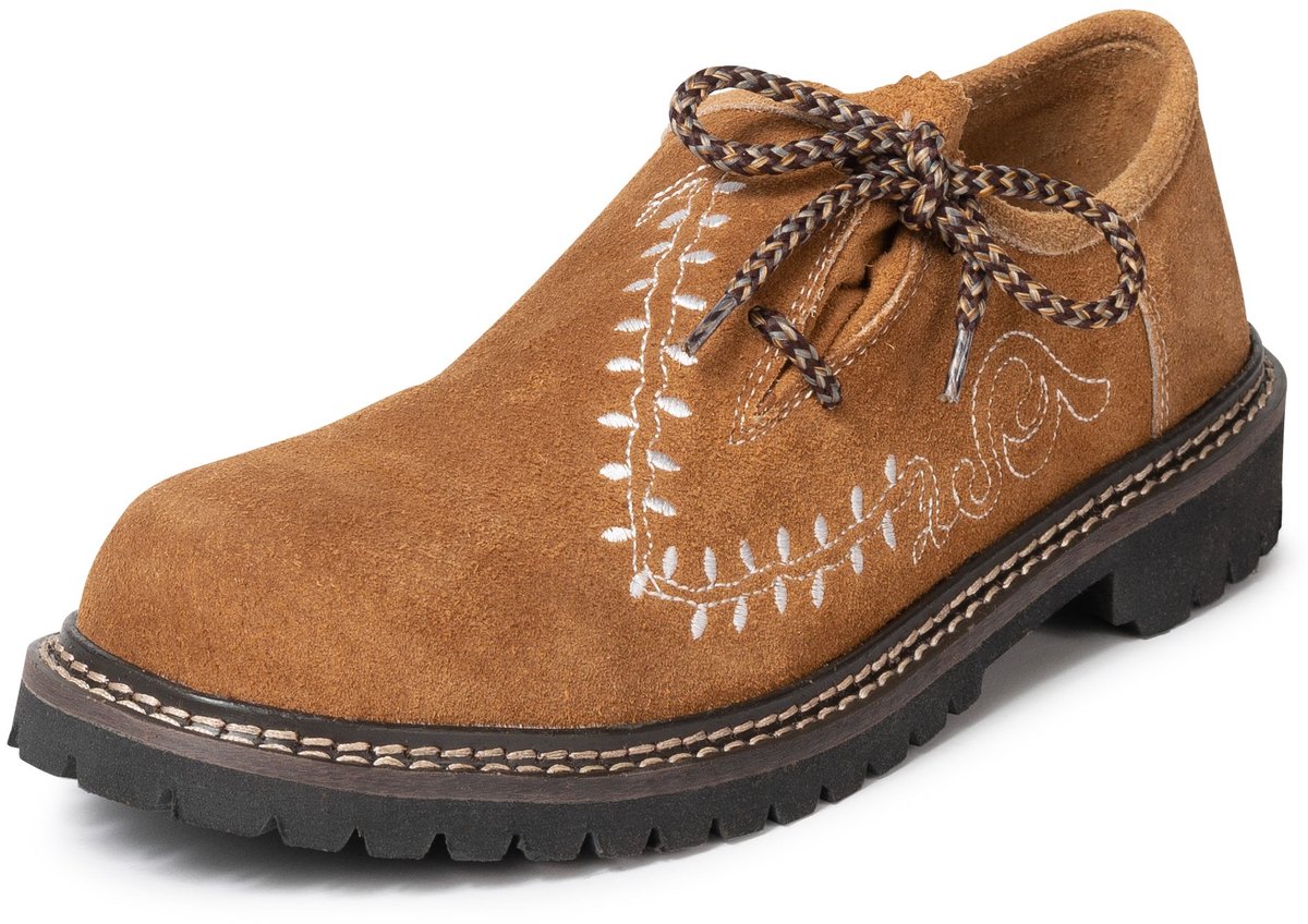 PAULGOS Haferl-schoenen van echt leer met traditioneel borduursel – 4 kleuren, maten 39–47