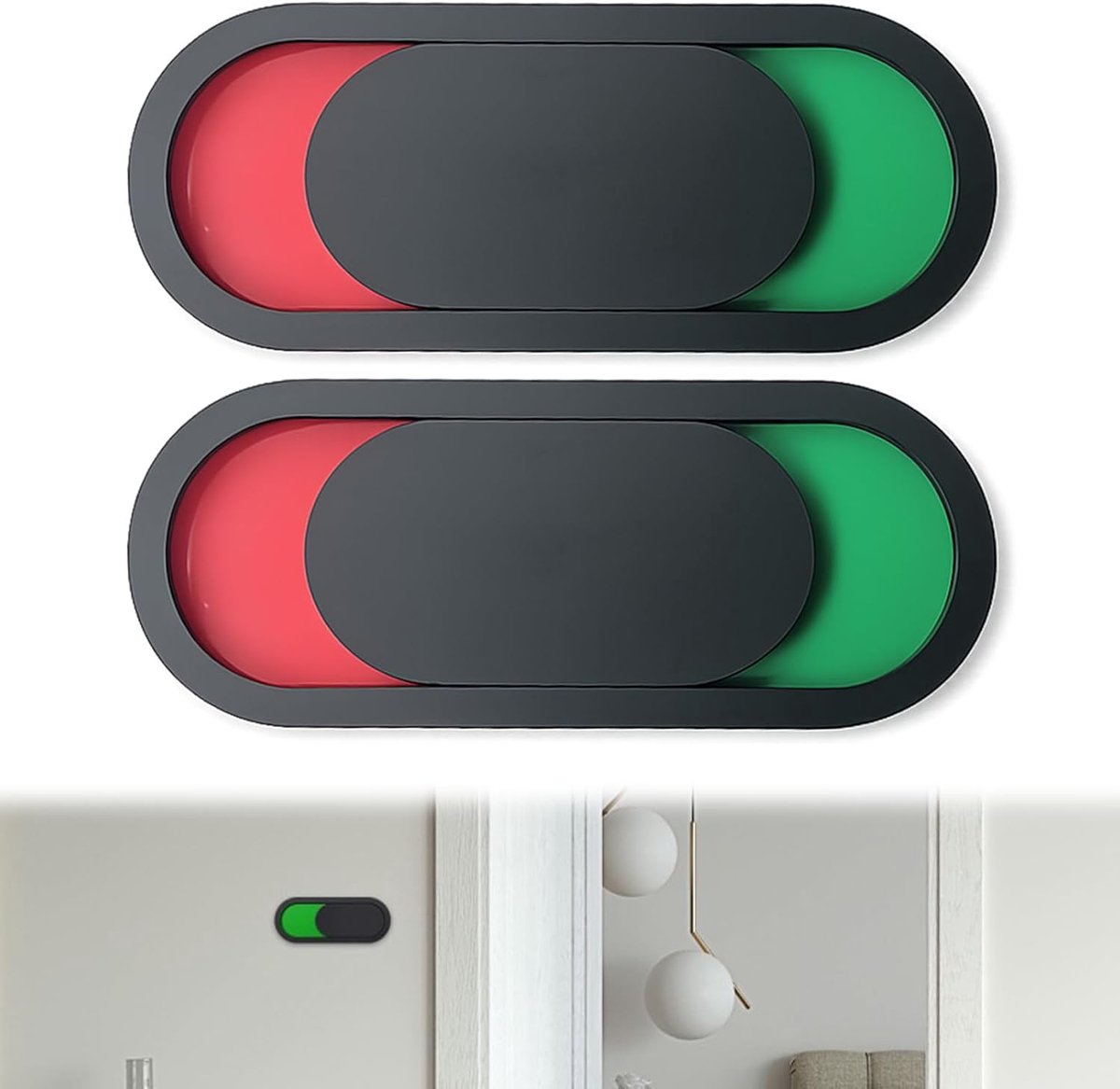 2 stuks zelfklevende borden met schuifregelaar, bezet bordje toilet & vrije status, niet storend schild voor toilet, wachtkamer, vergaderruimtes, zelfklevende deurinstructies
