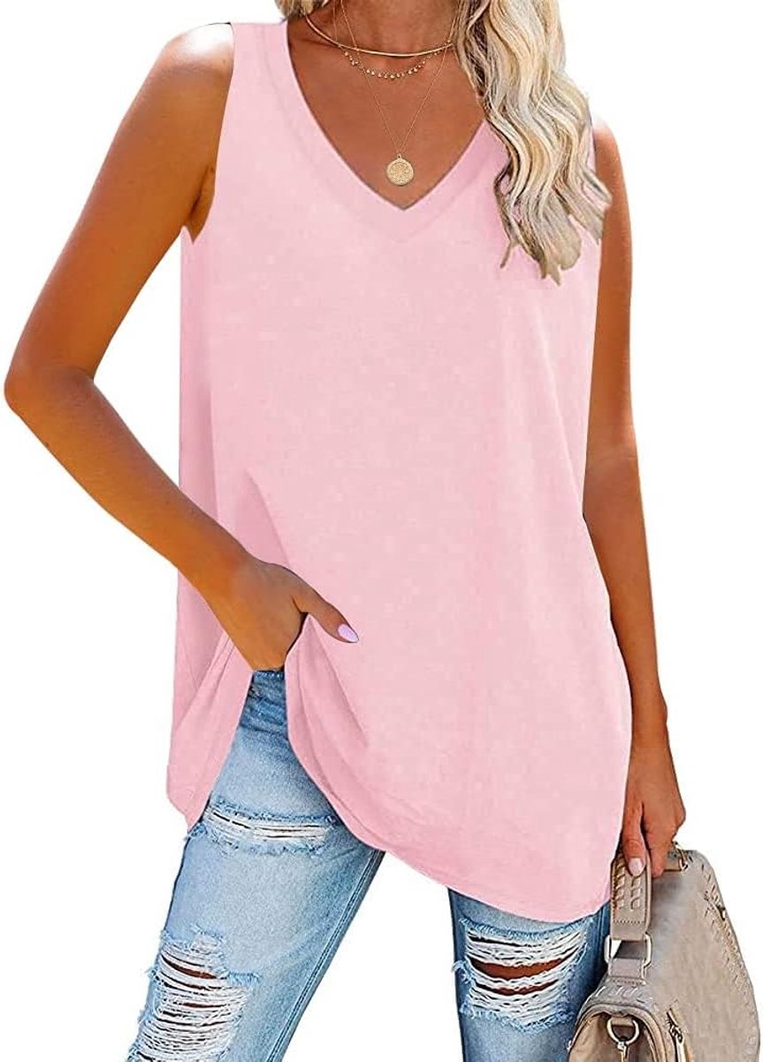 Tanktop voor dames, V-hals, blousetop, bovenstuk, zomer, basic, los, casual, vest, top